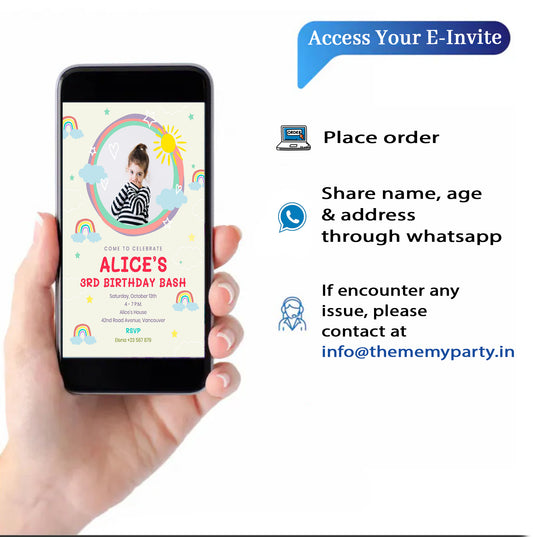 Rainbow Theme Invitation for Birthday