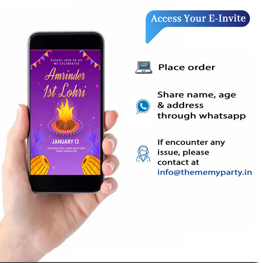Lohri Theme Invitation for Birthday