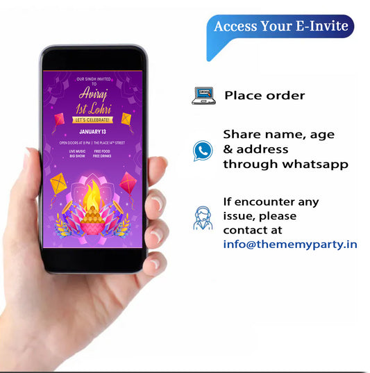 Lohri Theme Invitation for Birthday