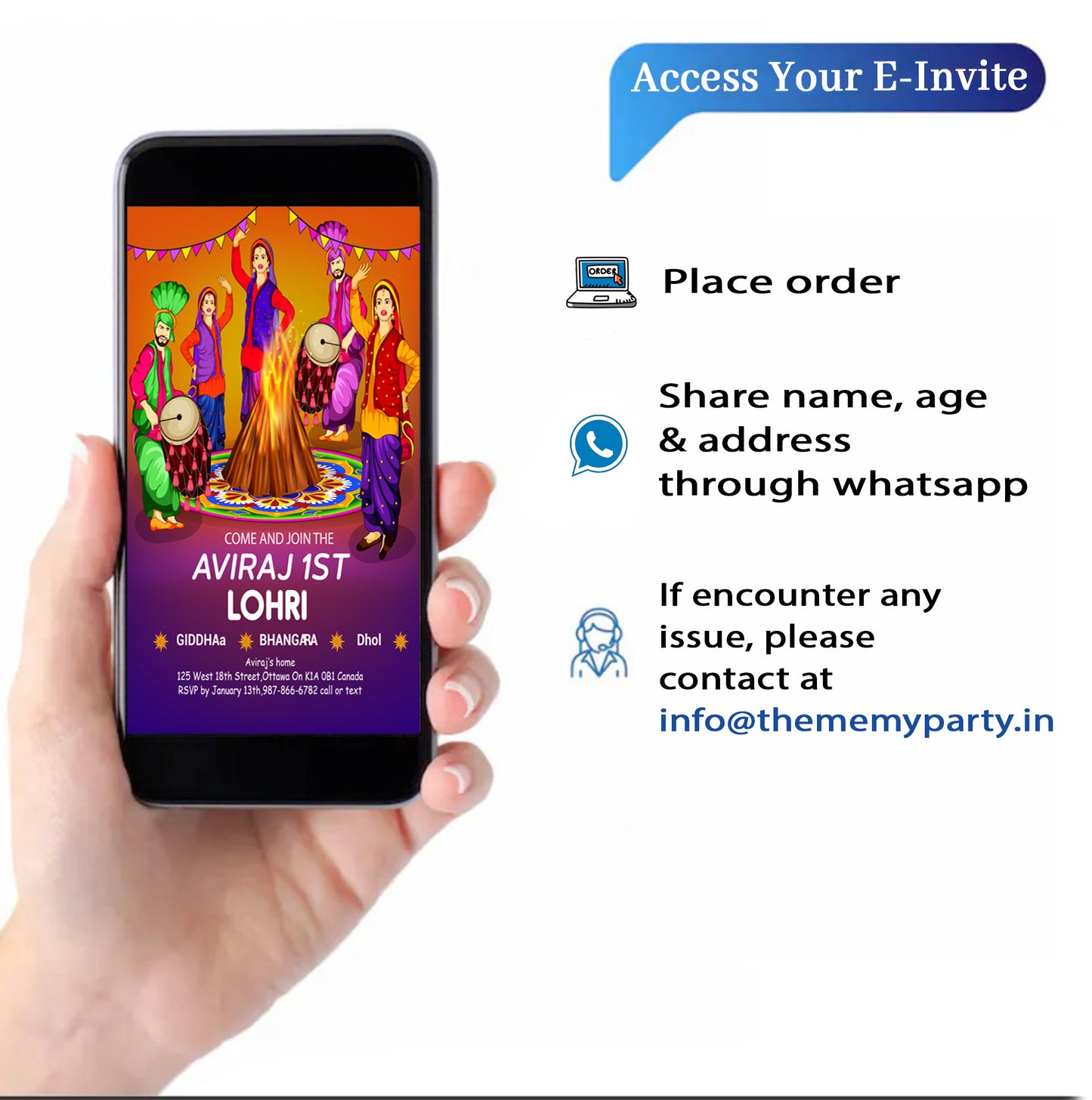 Lohri Theme Invitation for Birthday