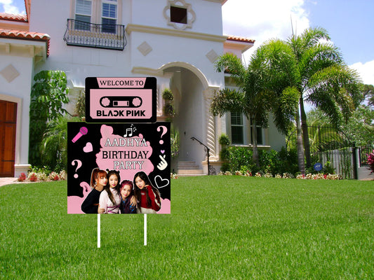 Black Pink Theme Birthday Party Welcome Board