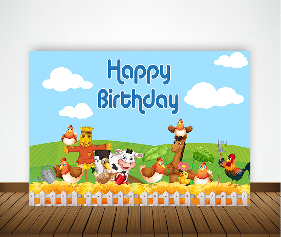 Farm Animals Theme Birthday Party Backdrop