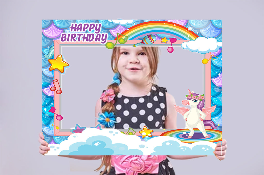 Unicorn Theme Birthday Party Selfie Photo Booth Frame
