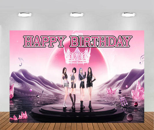 Black Pink Theme Party Backdrop