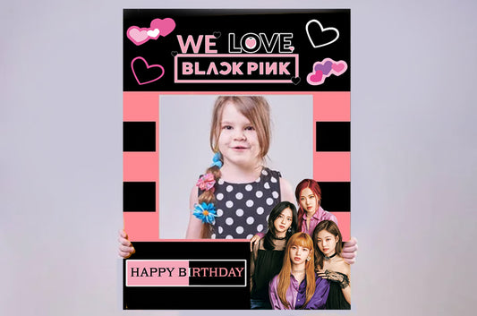 Black Pink Theme Birthday Party Selfie Photo Booth Frame