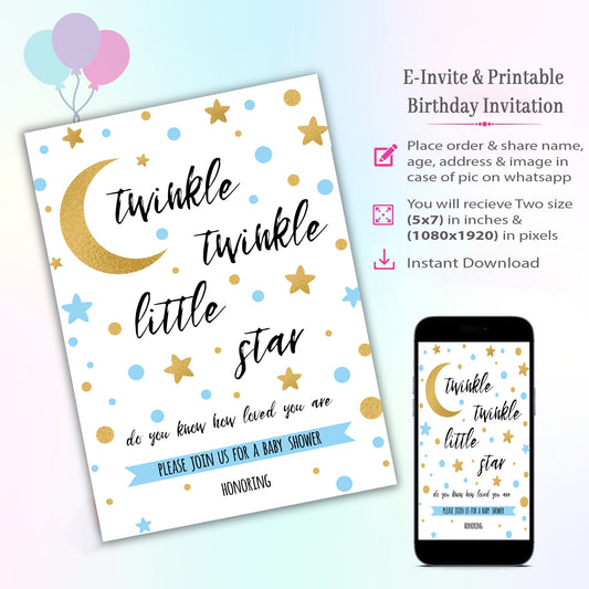 Twinkle Twinkle Theme Invitation for Birthday
