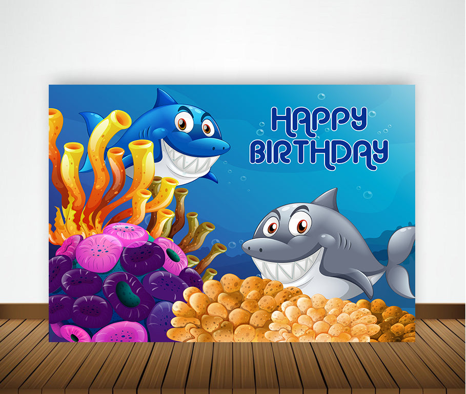 Baby Shark Theme Birthday Party Backdrop