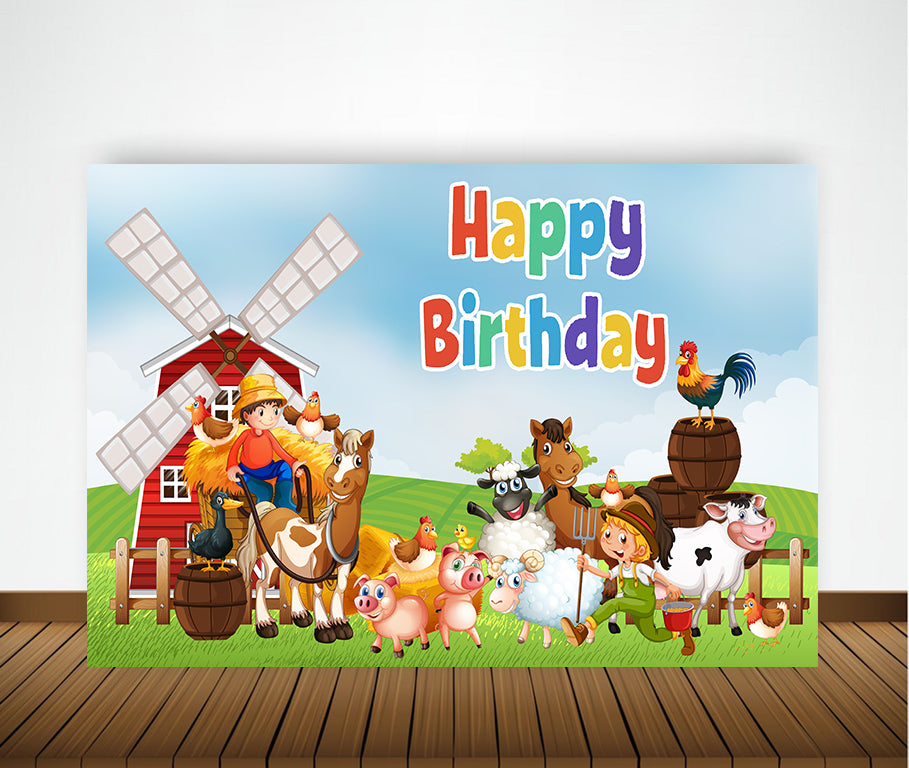 Farm Animals Theme Birthday Party Backdrop