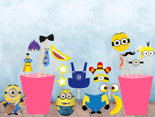 Minnion Theme Birthday Party Photo Booth Props Kit