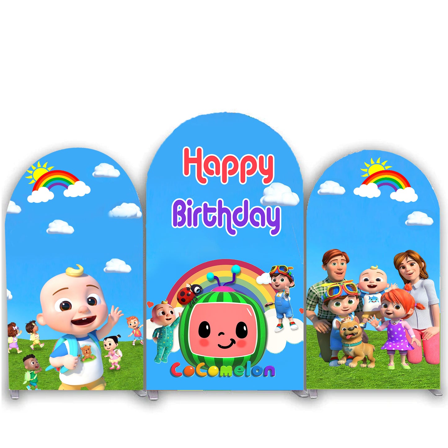 Cocomelon Theme Birthday Party Arch Backdrop