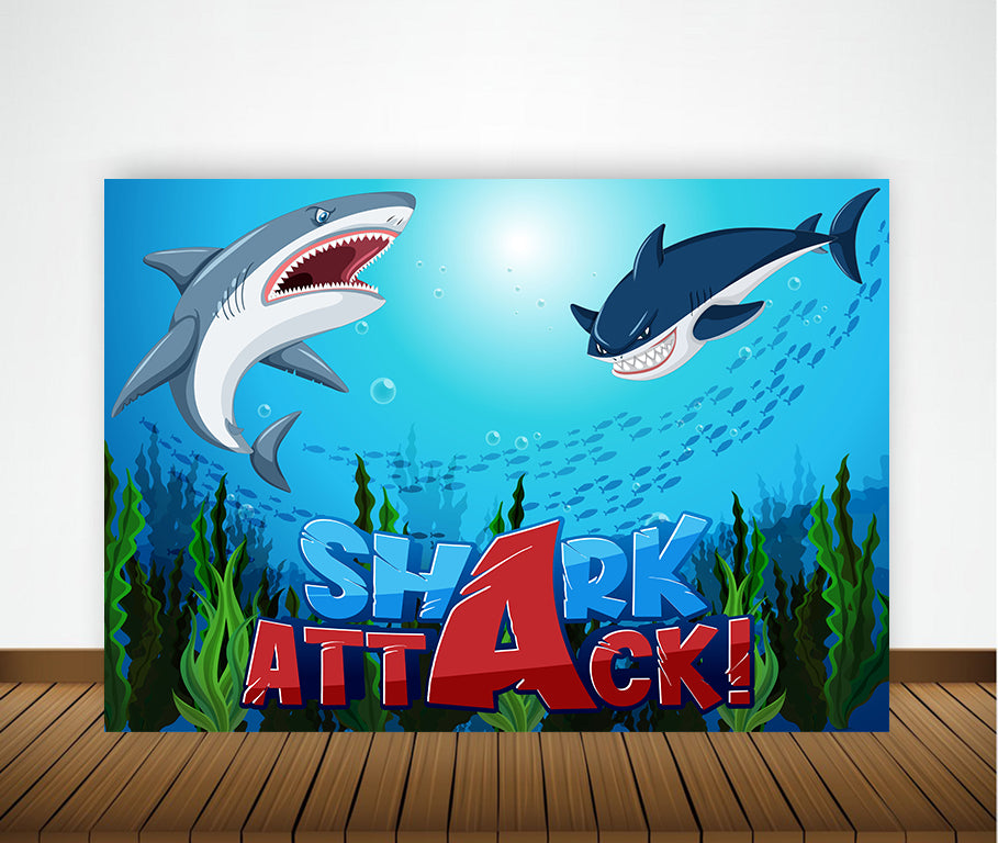 Baby Shark Theme Birthday Party Backdrop