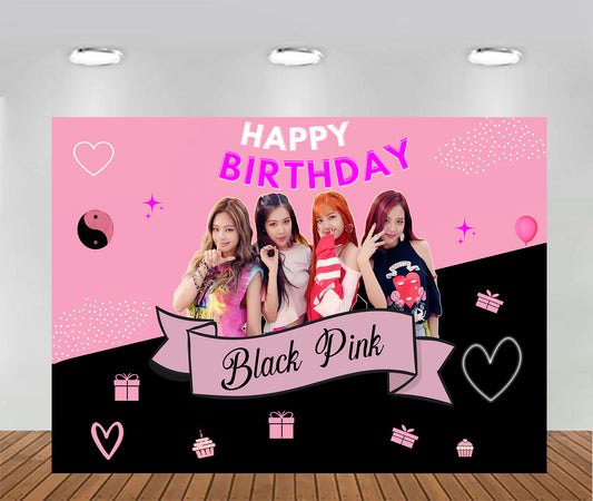 Black Pink Theme Party Backdrop