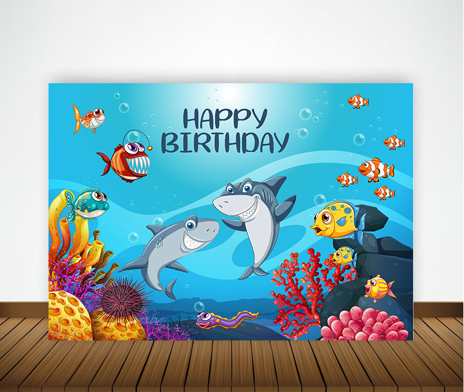 Baby Shark Theme Birthday Party Backdrop