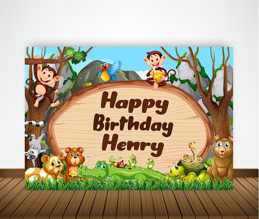 Jungle Theme Birthday Party Backdrop
