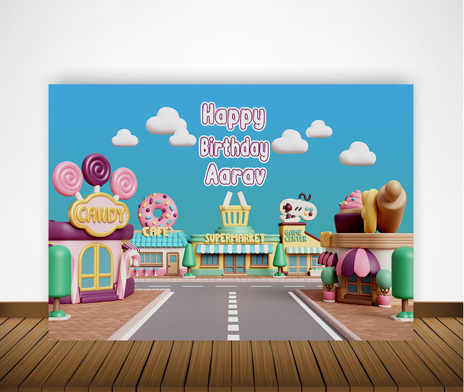 Candy Land Theme Birthday Party Backdrop