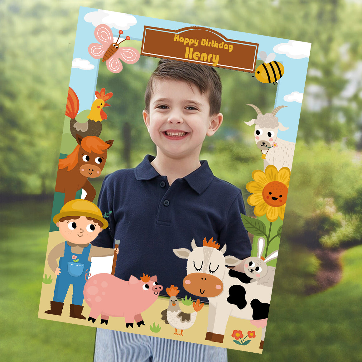 Farm Animal Theme Birthday Party Selfie Photo Booth Frame