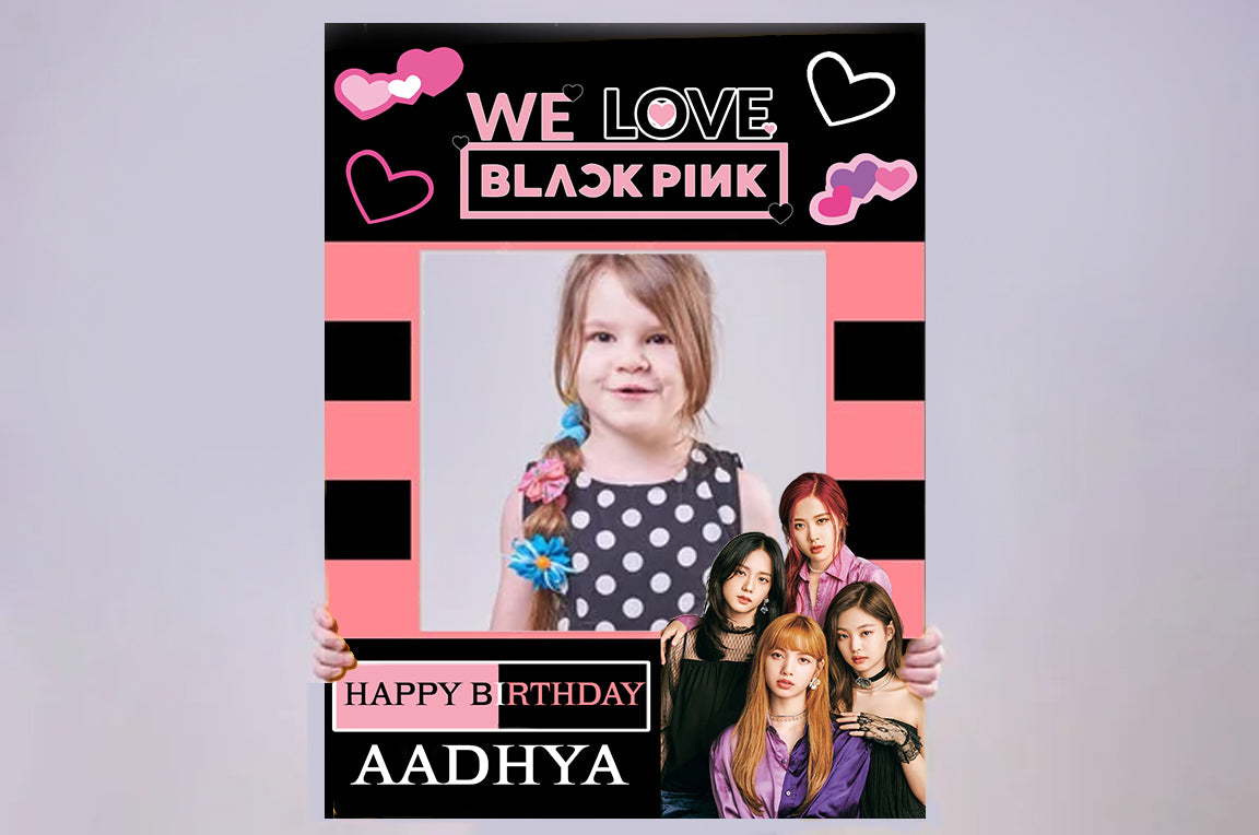 Black Pink Theme Birthday Party Selfie Photo Booth Frame