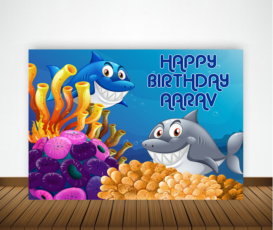 Baby Shark Theme Birthday Party Backdrop
