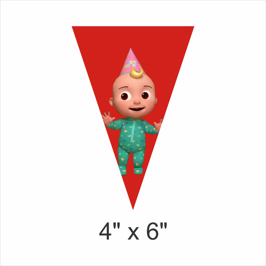 Cocomelon Theme Birthday Party Triangle Flag Banner For Decoration