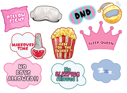 Pyjama Party Theme Birthday Party Photo Booth Props Kit