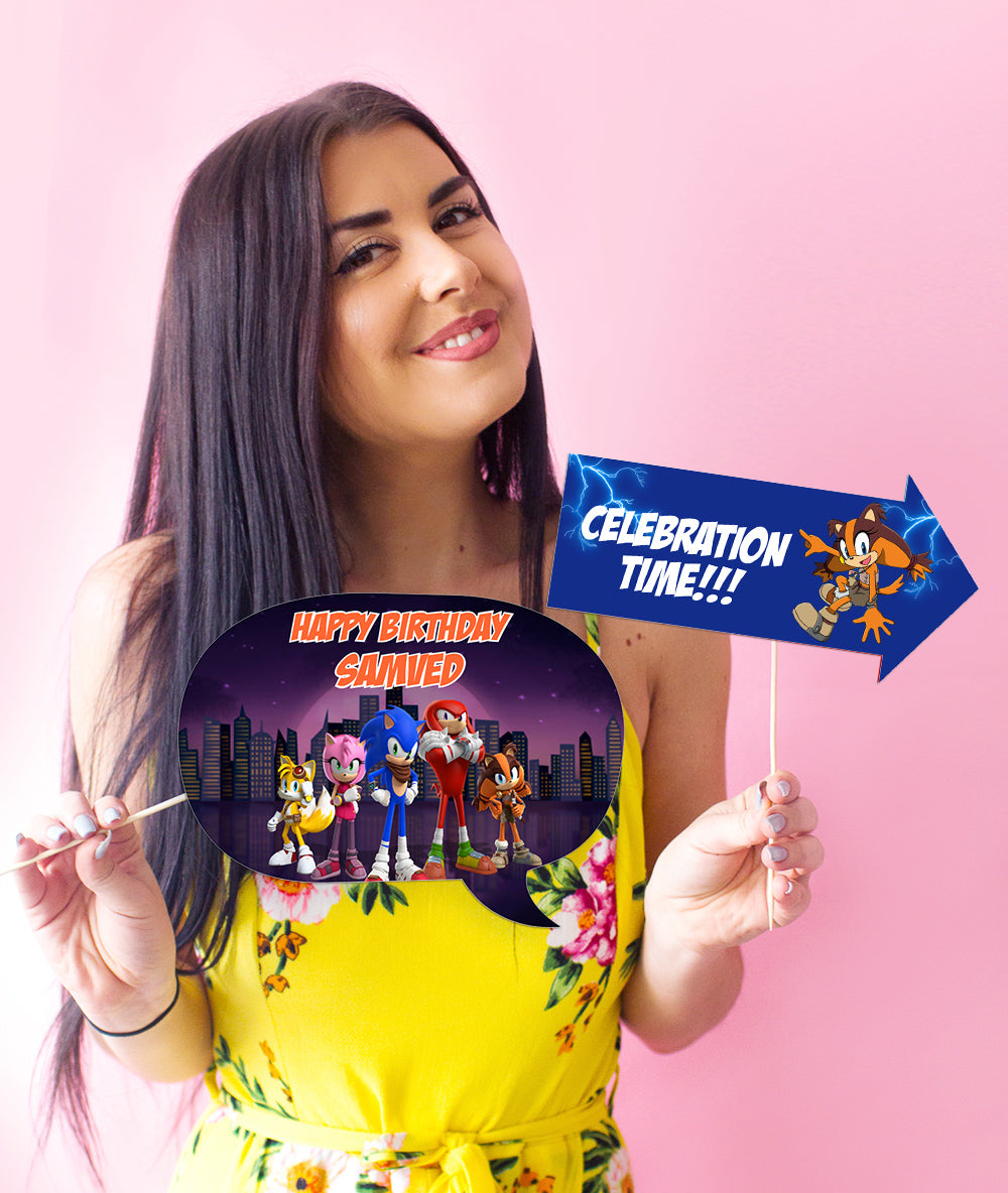 Sonic Theme Birthday Party Photo Booth Props Kit
