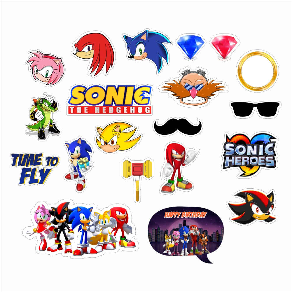 Sonic Theme Birthday Party Photo Booth Props Kit