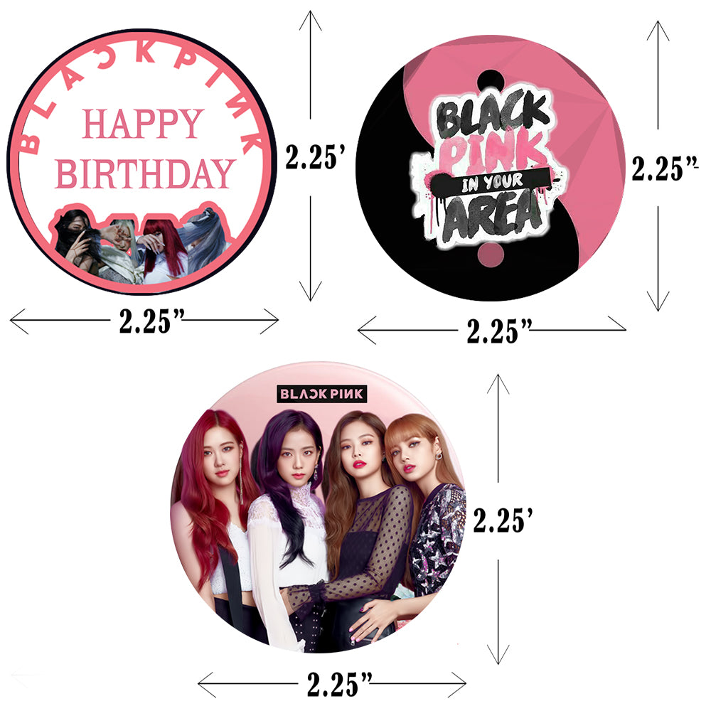 Black Pink Theme Birthday Party Cupcake Toppers for Decoration