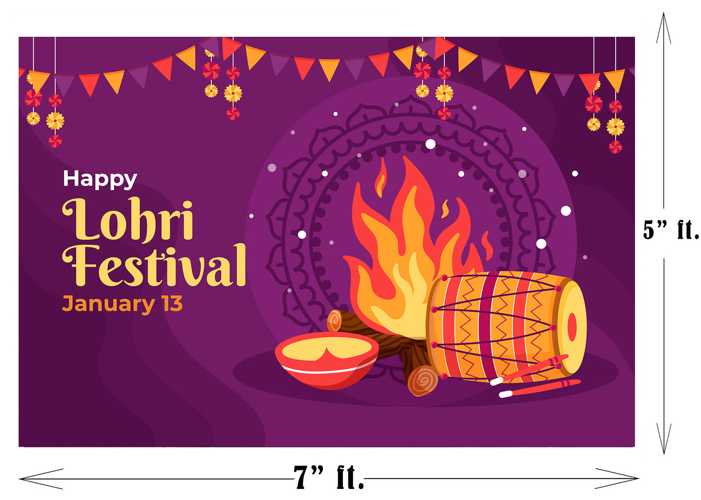 Lohri Party Backdrop For Kids