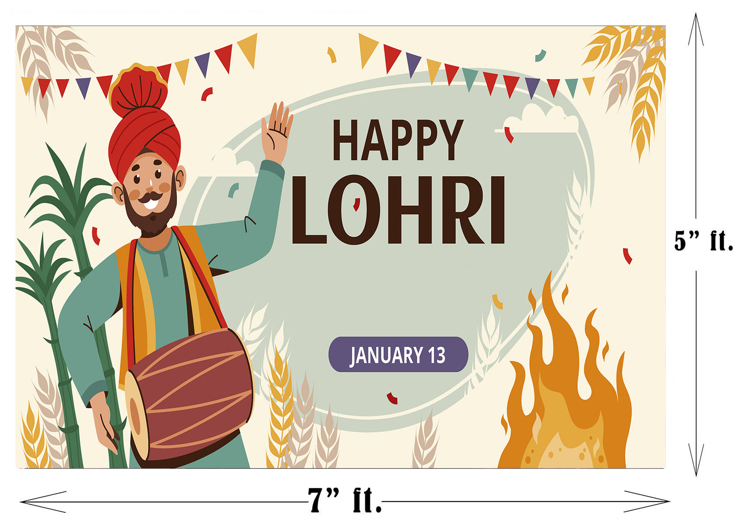 Lohri Party Backdrop For Kids