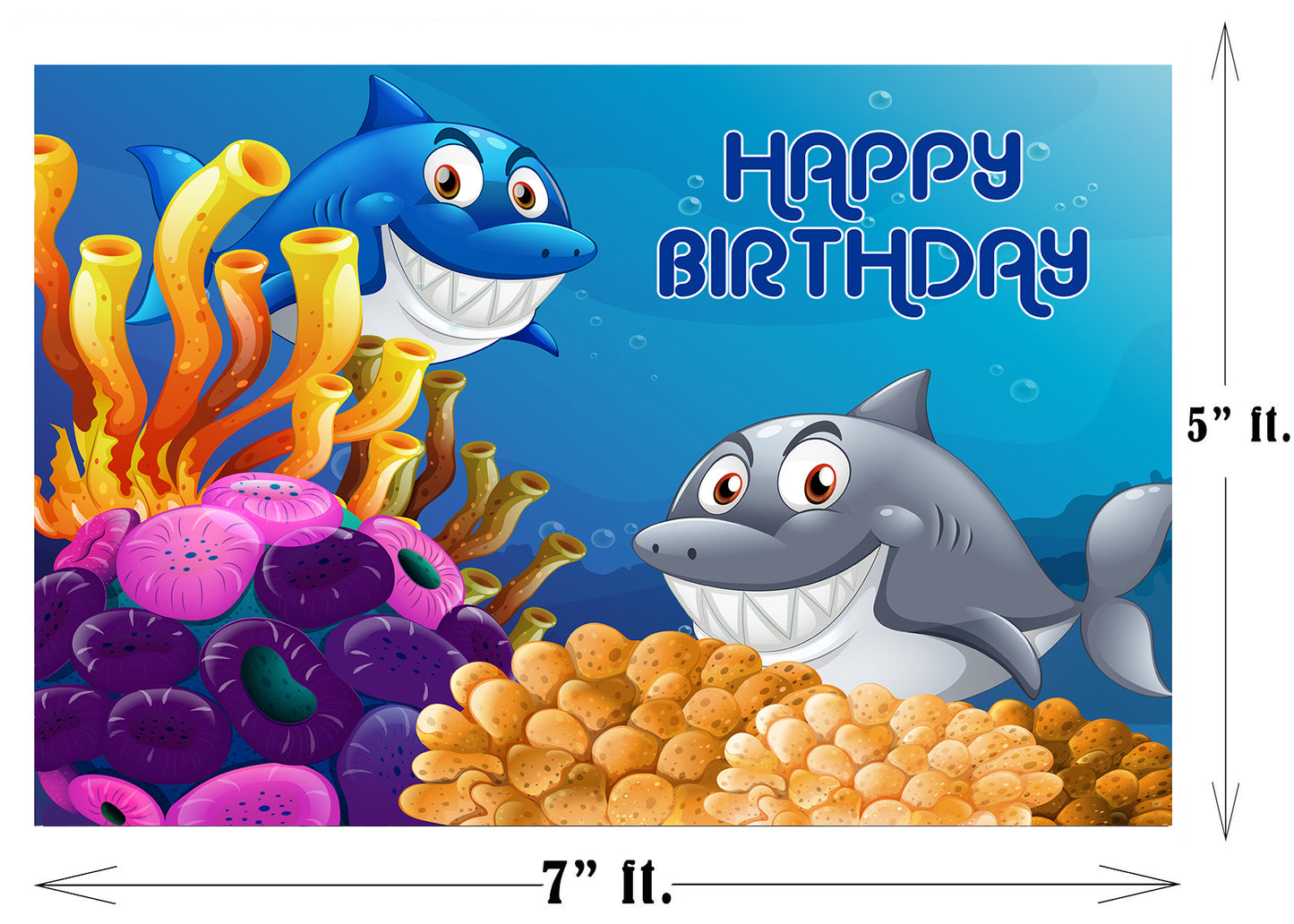 Baby Shark Theme Birthday Party Backdrop