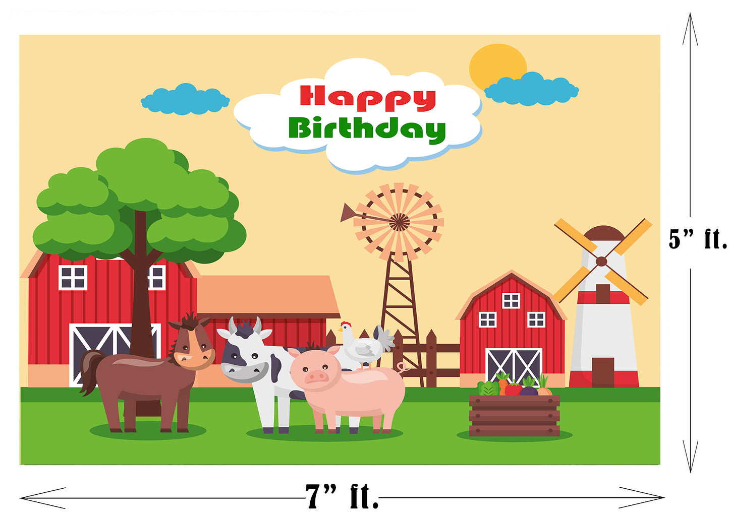 Farm Animals Theme Birthday Party Backdrop