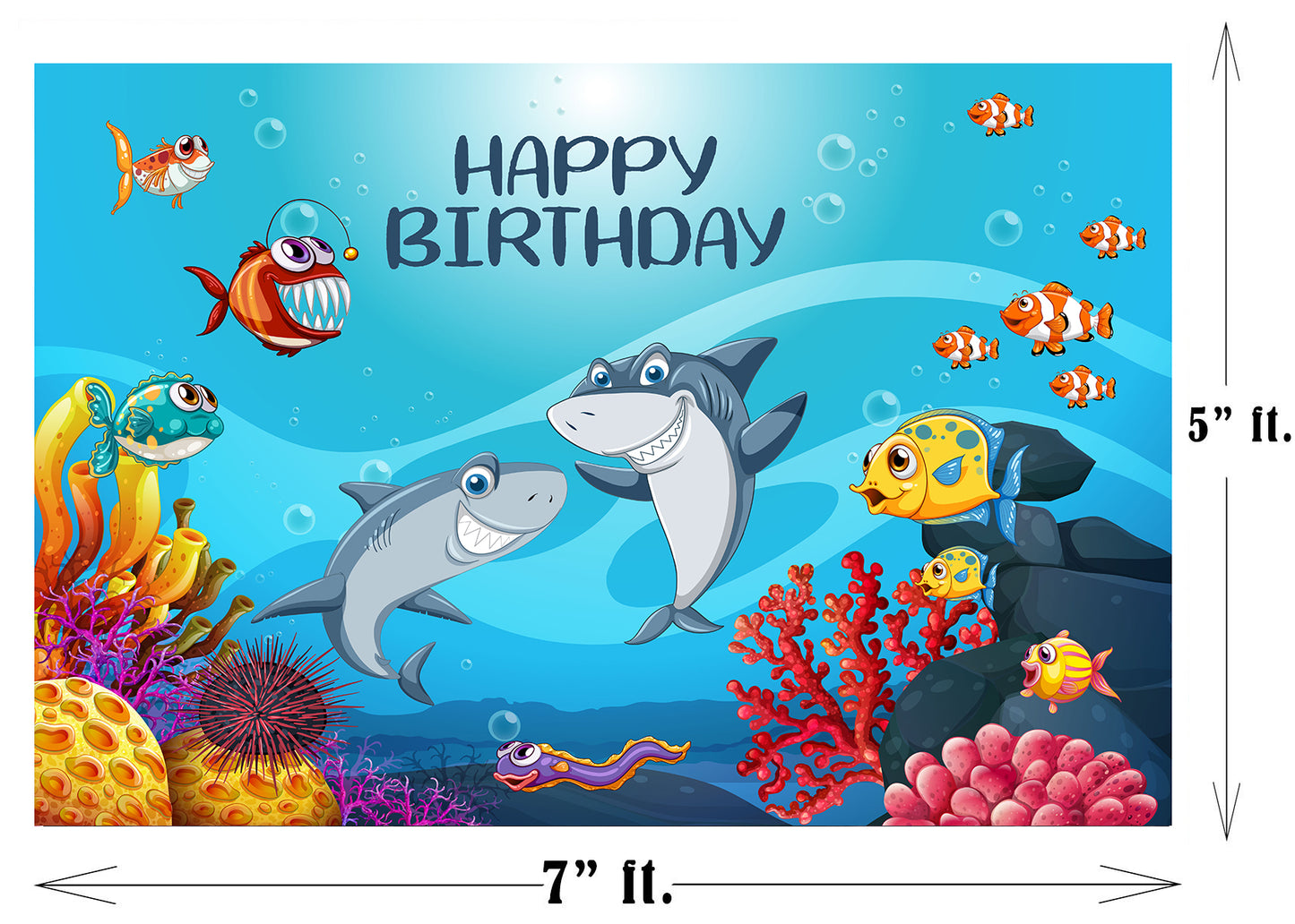 Baby Shark Theme Birthday Party Backdrop