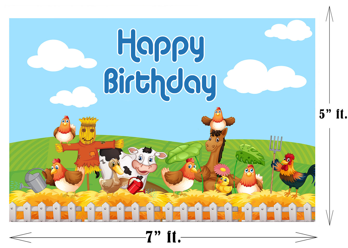 Farm Animals Theme Birthday Party Backdrop