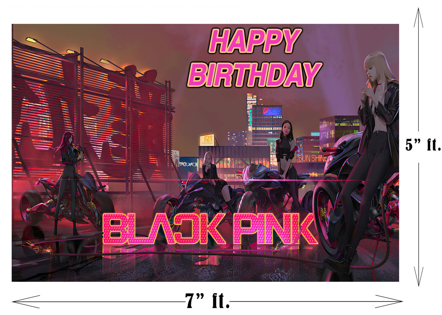 Black Pink Theme Party Backdrop