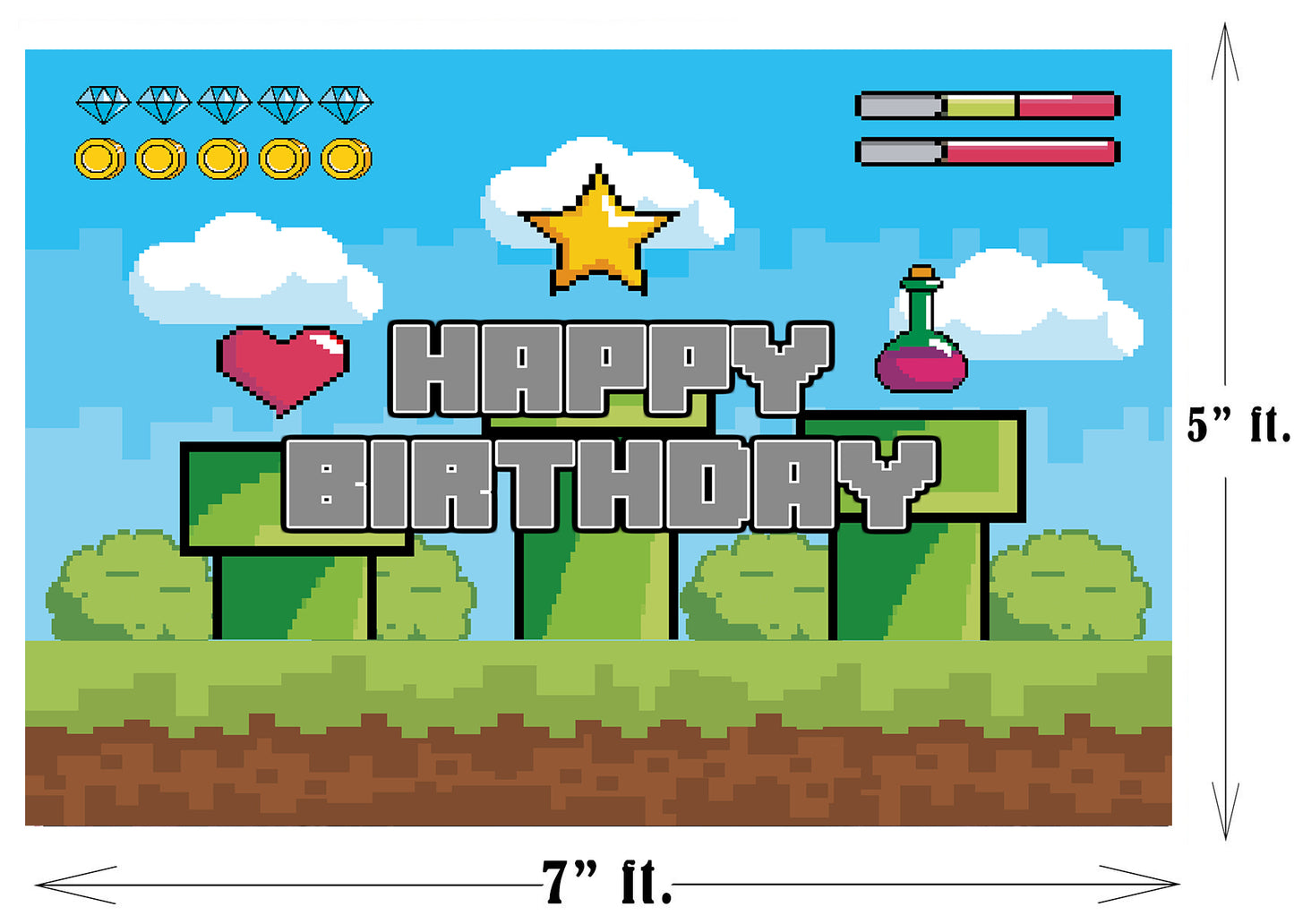 Super Mario Theme Birthday Party Backdrop
