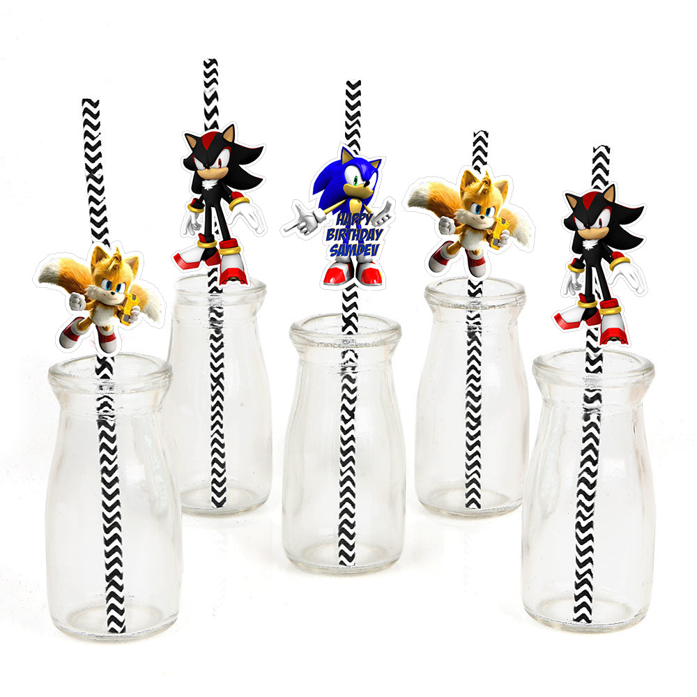 Sonic Theme Birthday Party Paper Decorative Straws