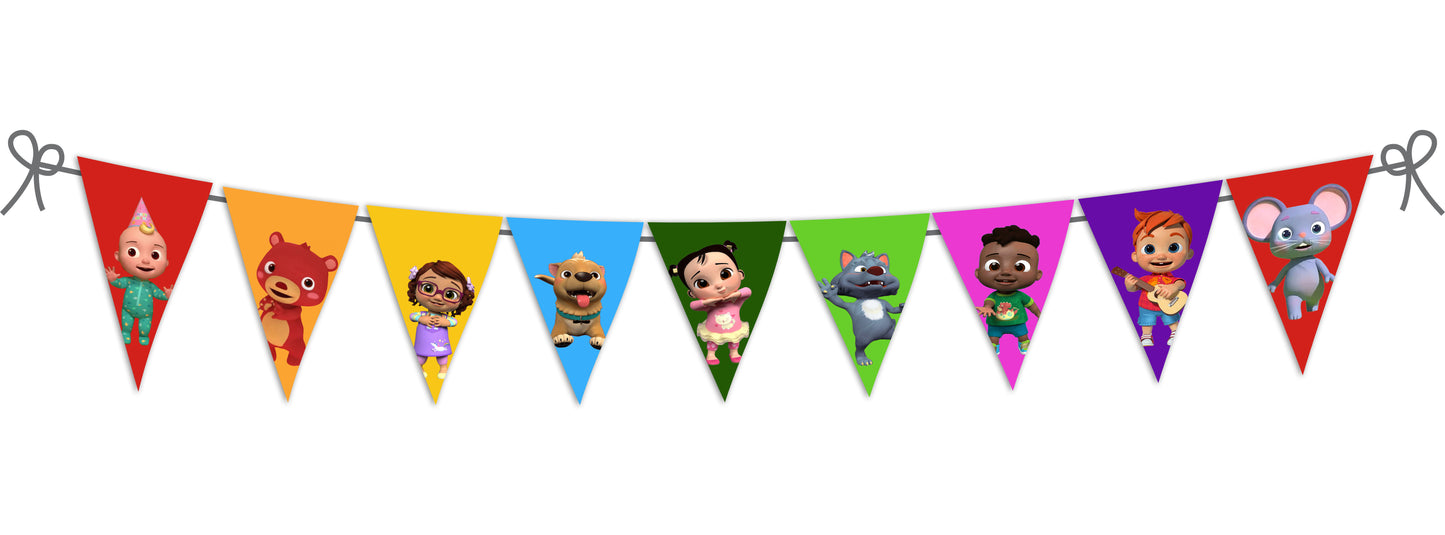 Cocomelon Theme Birthday Party Triangle Flag Banner For Decoration