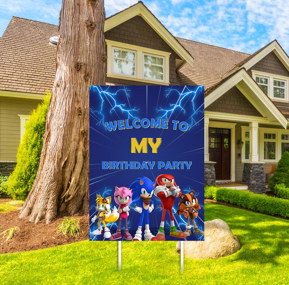 Sonic Theme Birthday Party Welcome Board