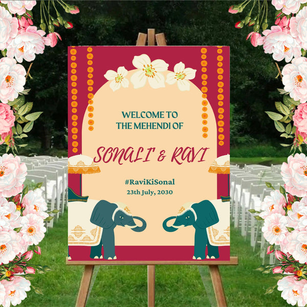 Mehendi Ceremony Theme Party Welcome Board