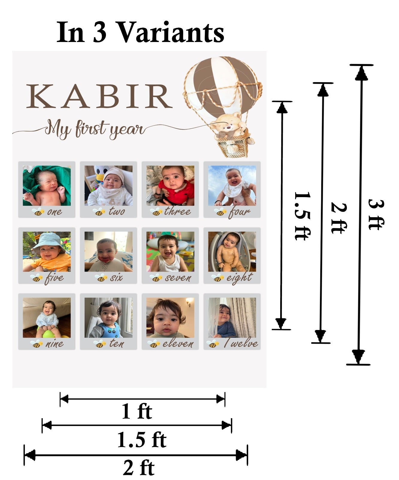 My First Year Customized Milestone Board for Kids Birthday Party(New Born -12 months )