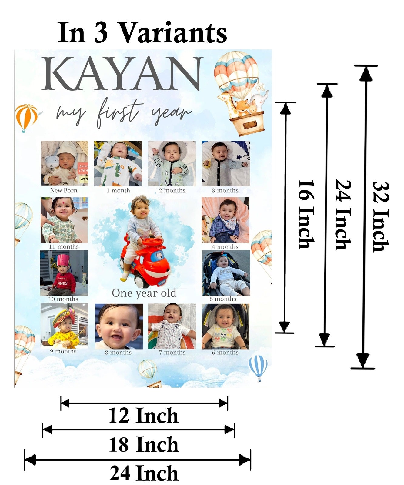 My First Year Customized Milestone Board for Kids Birthday Party(New Born -12 months )
