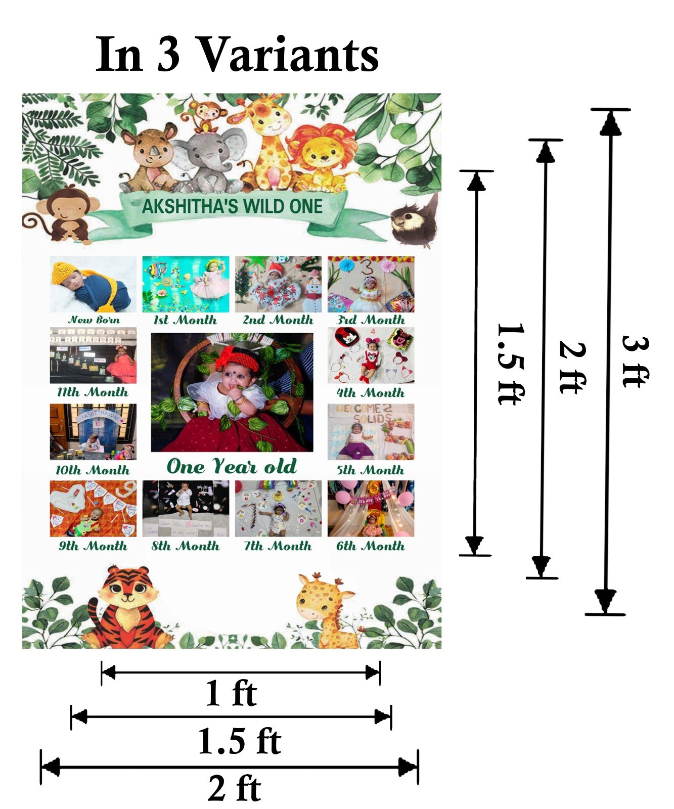 My First Year Customized Milestone Board for Kids Birthday Party(New Born -12 months )