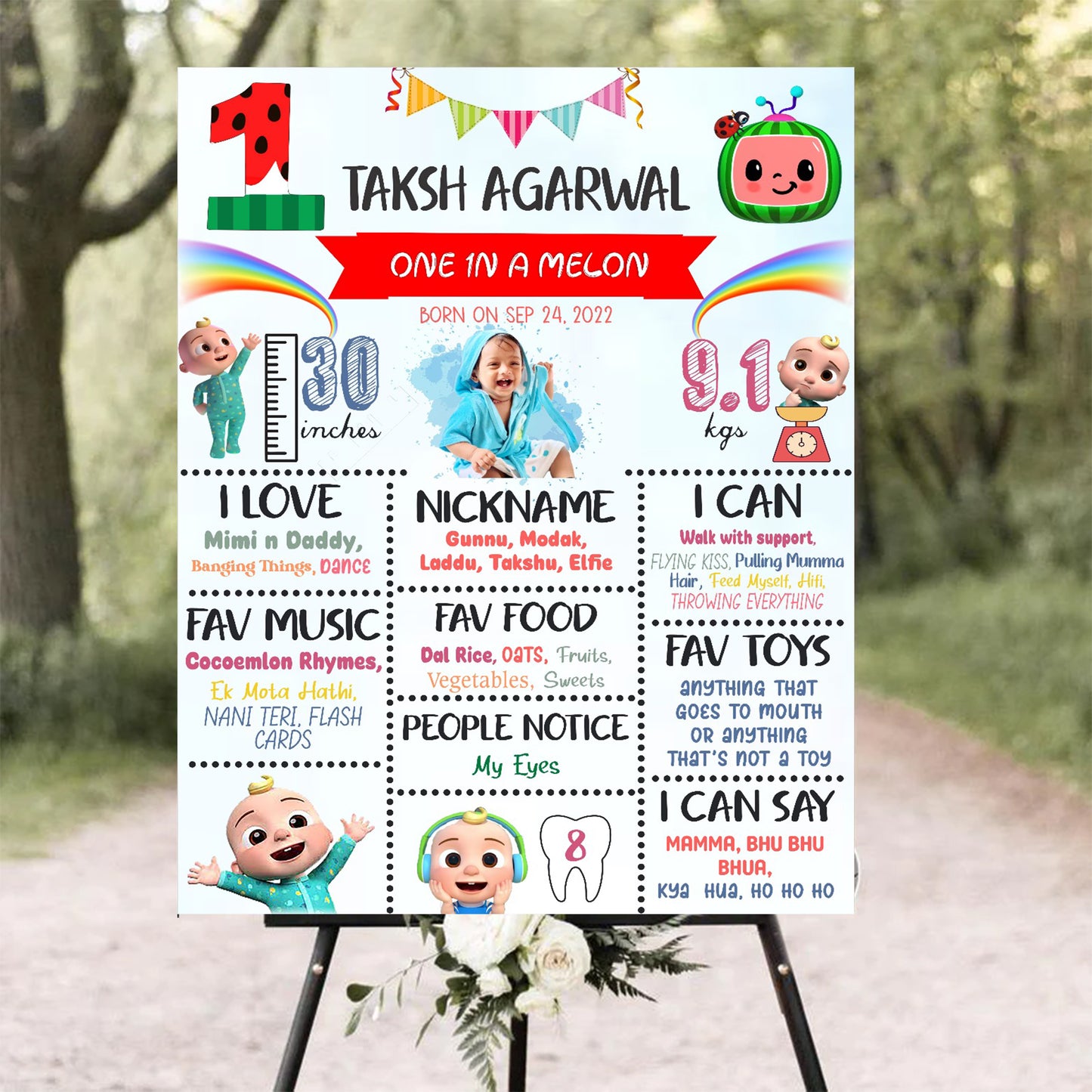 Cocomelom Customized Chalkboard Milestone Board for Kids Birthday Party