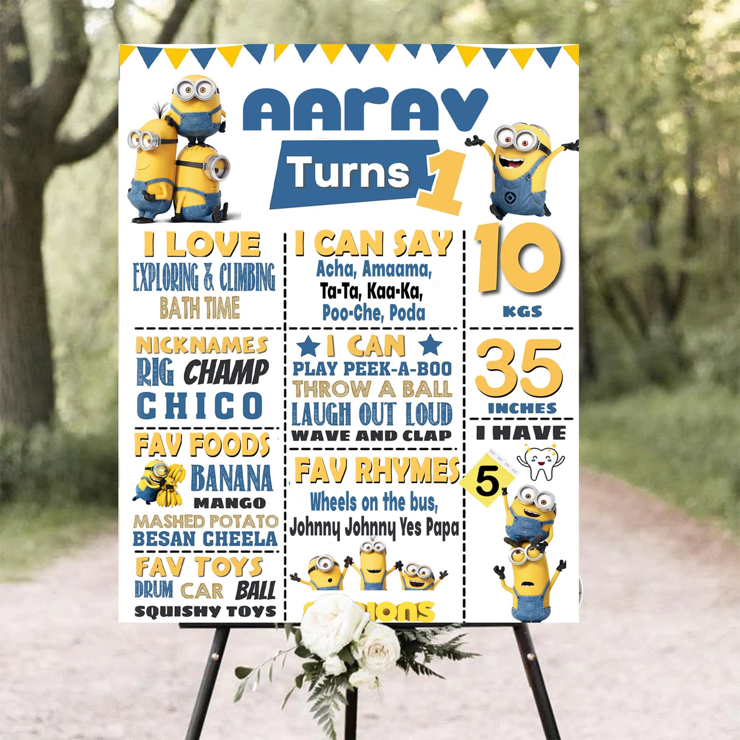 Minnion Theme Customized Chalkboard/Milestone Board for Kids Birthday Party