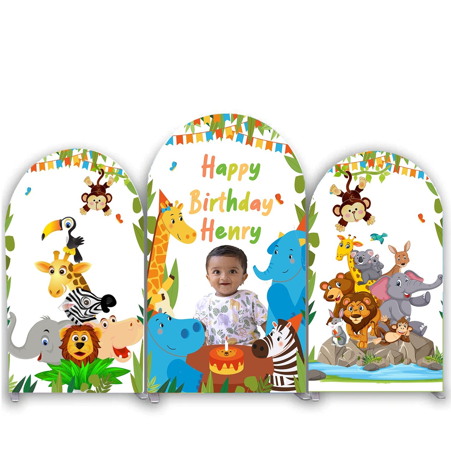 Jungle Theme Birthday Party Arch Backdrop