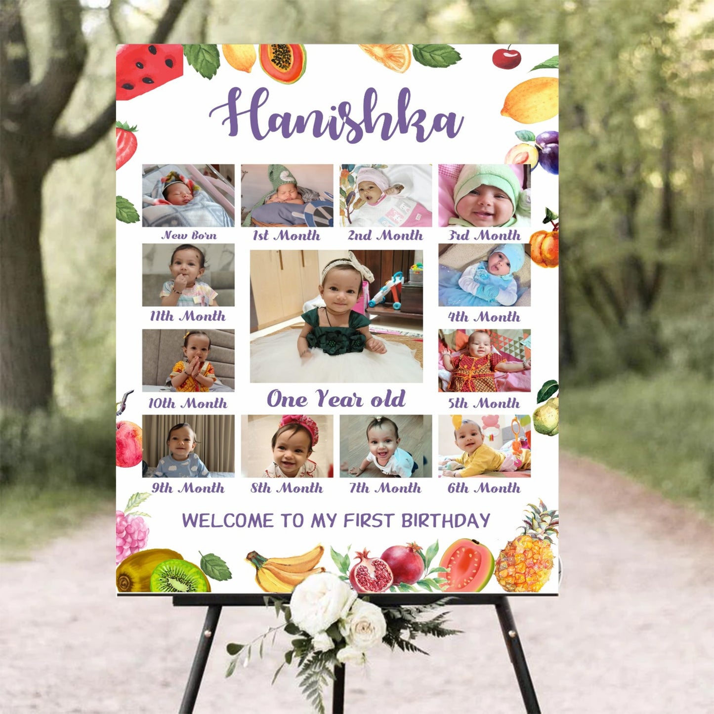 My First Year Customized Milestone Board for Kids Birthday Party(New Born -12 months )