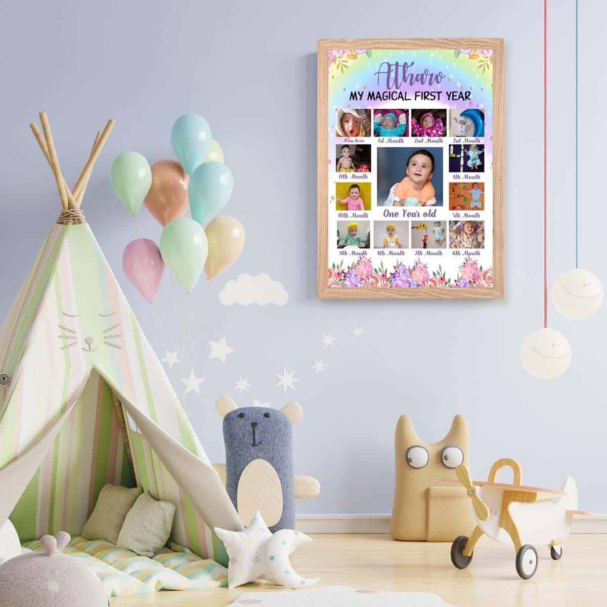 My First Year Customized Milestone Board for Kids Birthday Party(New Born -12 months )