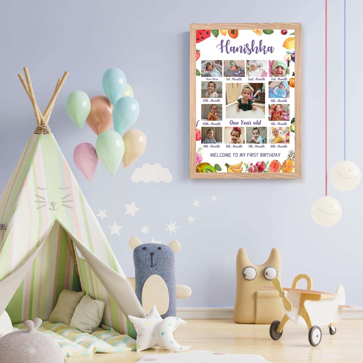 My First Year Customized Milestone Board for Kids Birthday Party(New Born -12 months )