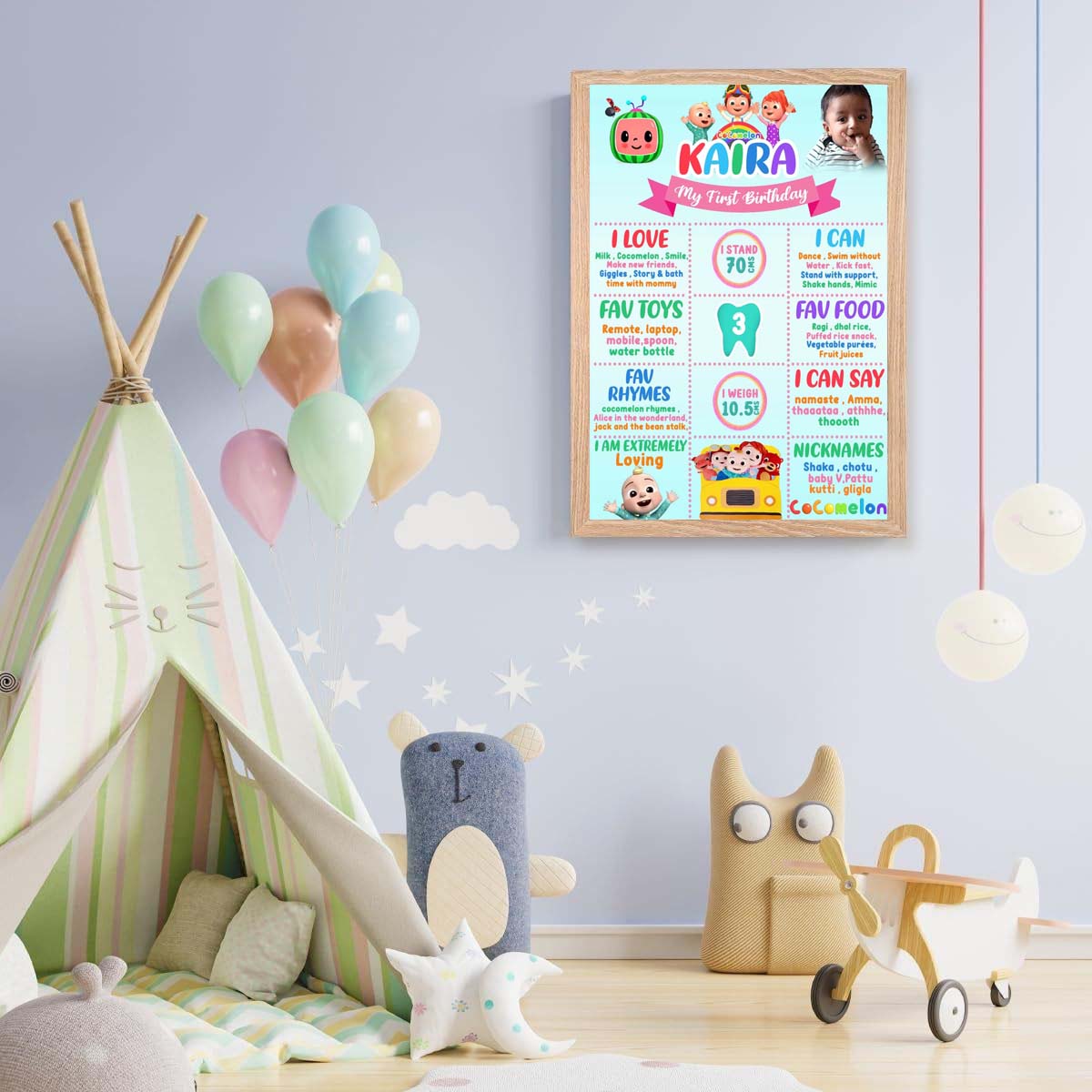 Cocomelon Customized Chalkboard/Milestone Board for Kids Birthday Party