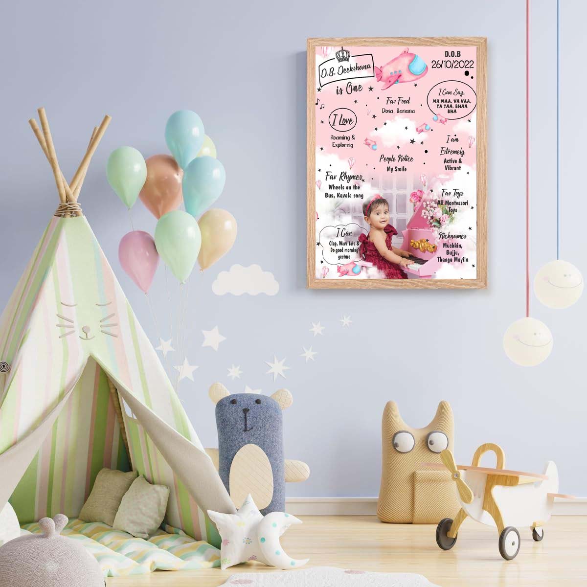 Hot Air Customized Chalkboard Milestone Board for Kids Birthday Party